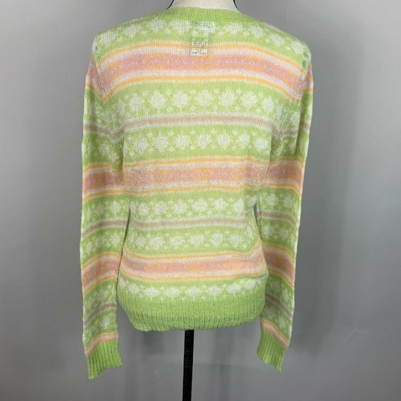 Sweater Cardigan Mohair Blend Womens Med GH Bass & Co Pastel Stripe Light Airy - Picture 4 of 10